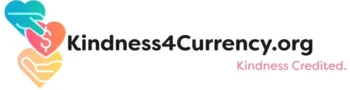 kindness for currency logo. one heart giving a heart to the bottom heart.